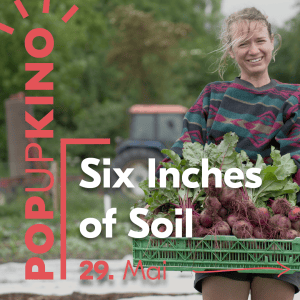Frau mit Erntekorb voller Rüben bei Pop-up Kino: Six Inches of Soil.